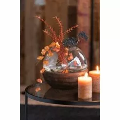 LANADECO Vases Vase Rond Bois/verre Marron Foncé H22,5cm -Vases Soldes vase rond bois verre marron fonce h22 5cm 3