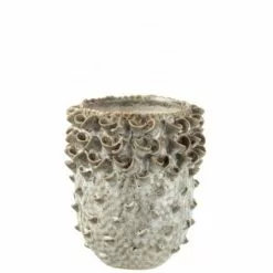 LANADECO Vases Vase Rond En Céramique Gris/bleu H19cm