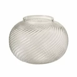LANADECO Vases Vase Rond Rayures Relief Verre Transparent D20,5cm