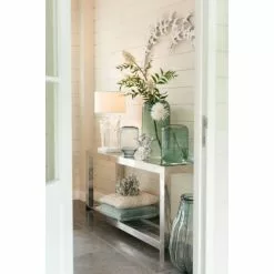 LANADECO Vases Vase Sur Pied Rond Verre Bleu Clair H27cm -Vases Soldes vase sur pied rond verre bleu clair h27cm 3