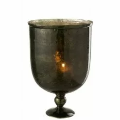 LANADECO Vases Vase Sur Pied Rond Verre Vert H45cm -Vases Soldes vase sur pied rond verre vert h45cm 2