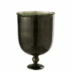 LANADECO Vases Vase Sur Pied Rond Verre Vert H45cm