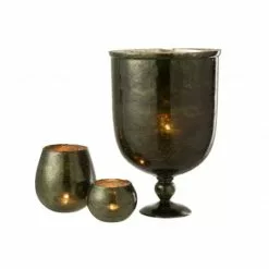 LANADECO Vases Vase Sur Pied Rond Verre Vert H45cm -Vases Soldes vase sur pied rond verre vert h45cm 4