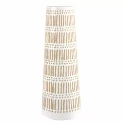 Maisons Du Monde Vases Vase Trapèze En Grès Blanc Et Beige H31