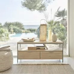 Maisons Du Monde Vases Vase Trapèze En Grès Blanc Et Beige H31 -Vases Soldes vase trapeze en gres blanc et beige h31 1000 7 13 194640 14