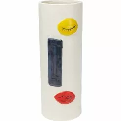 Kare Design Vases Vase Visage En Grès Blanc, Bleu, Jaune Et Rouge H33
